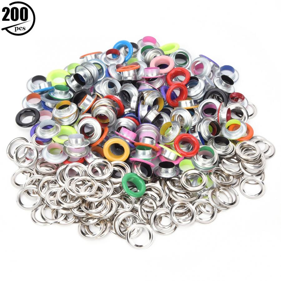 Ojal de Metal de hierro para decoración de ropa, ojal de Metal colorido, bricolaje, bolsa, zapatos, 8mm/10mm con arandela de 200 piezas, 200 Uds.: 10mm