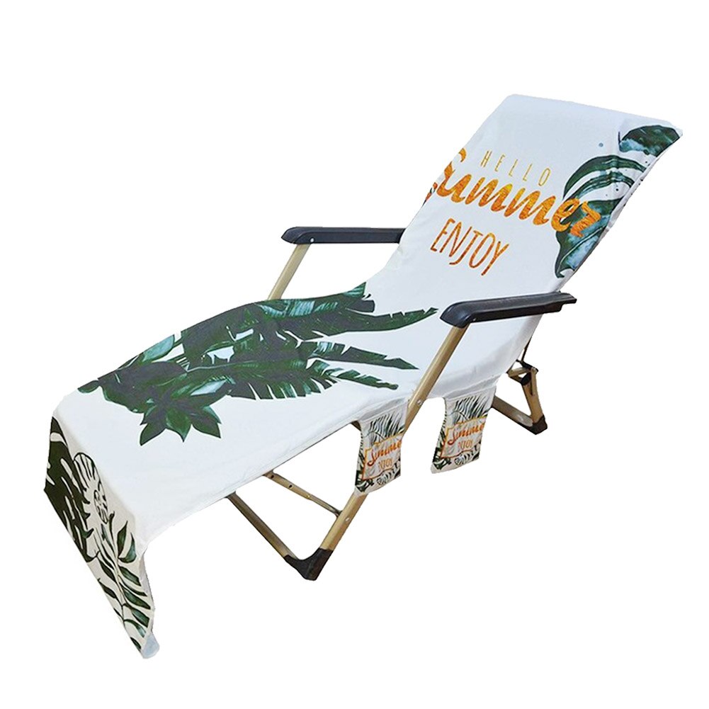 For Sun Lounger Foldable Hotel With Pockets Beach Chair Cover Patio Pool Vacation Soft No Sliding Sunbathing Washable Dustproof: 4