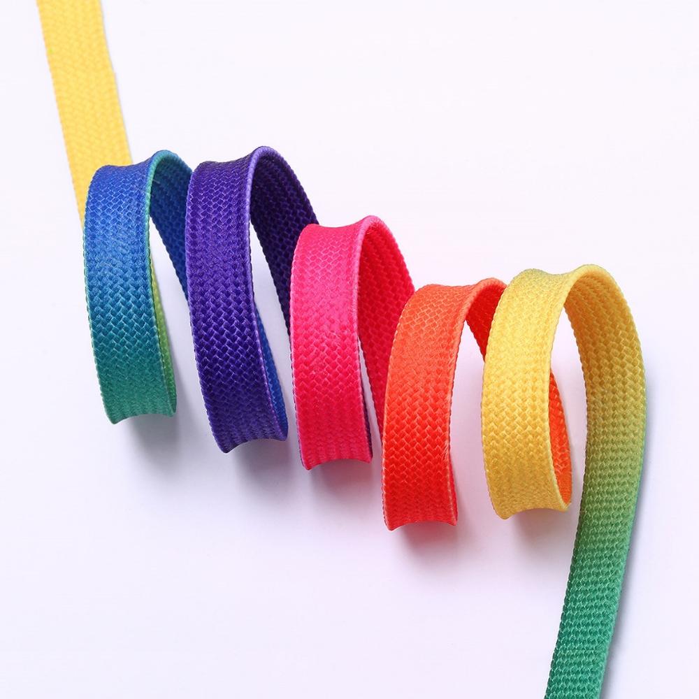 1 paire lacets colorés arc-en-ciel dégradé impression toile plate lacets chaussures décontracté couleur chromatique lacets décontracté és pour baskets