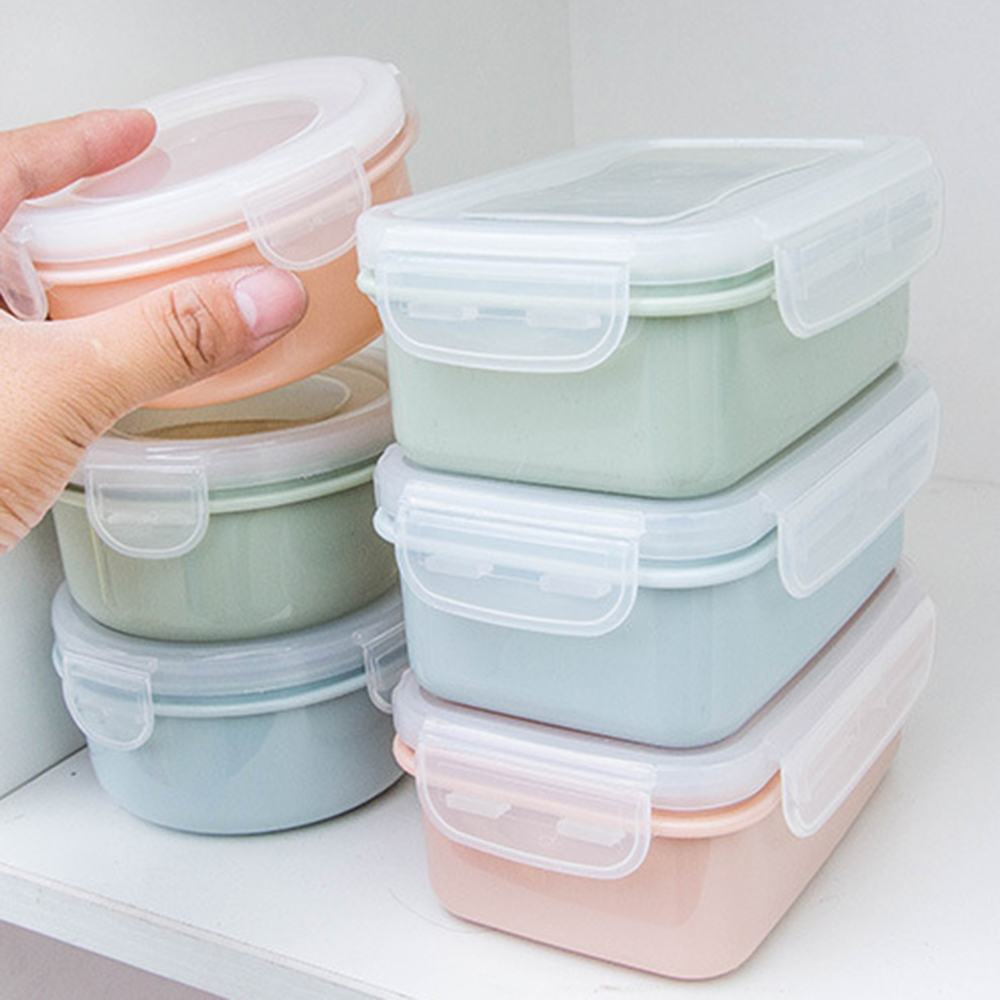 Mini matboks kjøleskap forseglet crisper boks rund firkantet plast korn sortering beholder lufttett forseglet lunsjboks