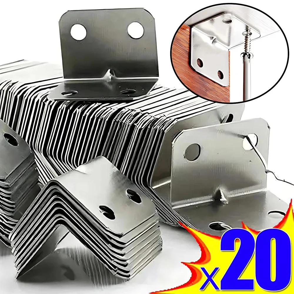Mesa de tablero de hierro en ángulo de 20 piezas, silla, gabinete, armario, conector fijo, soporte de placa de hierro en ángulo de 90 grados