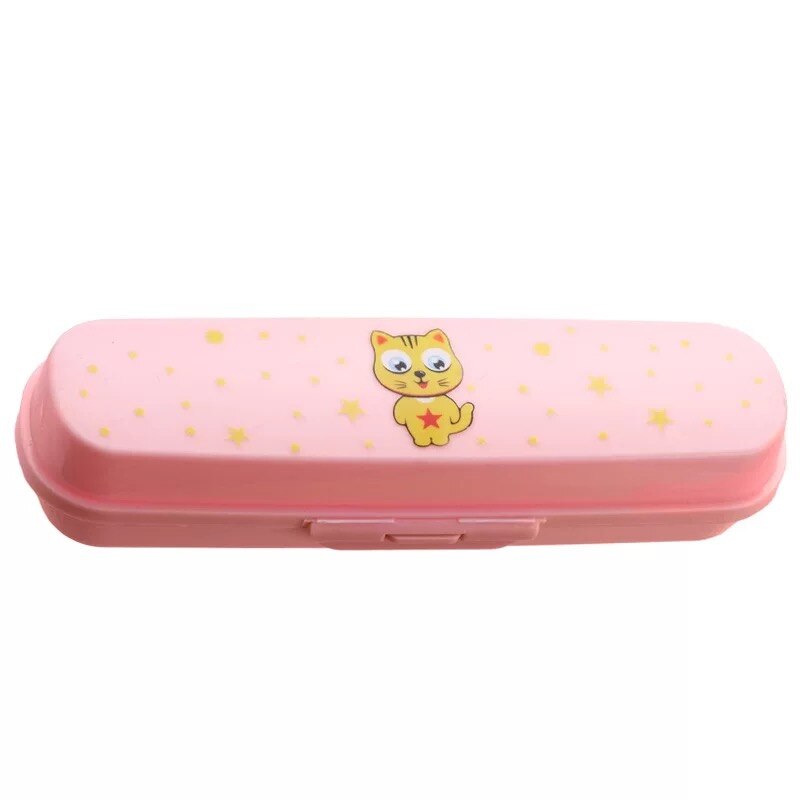 1Pair Chopsticks Plastic For Kids Cartoon Learning Chop Sticks Reusable Training Chopsticks Cute Children Tableware Set: Pink box