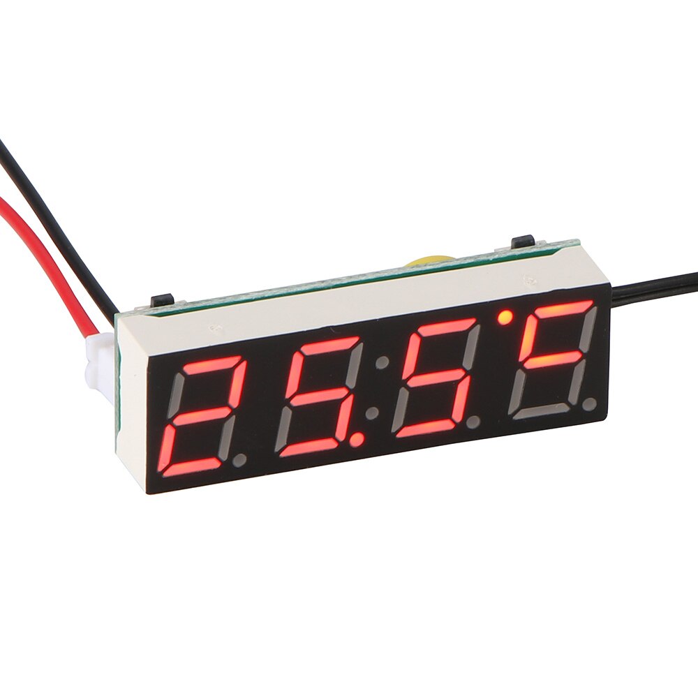 Bil elektrisk ur digital timer ledet temperatur ur termometer voltmeter led display digitalt ur grøn blå rødt lys: Rød