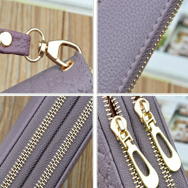 Noenname-null pochette pour femmes portefeuille en cuir synthétique polyuréthane porte-cartes long sac de téléphone sac à main sac à main bracelet