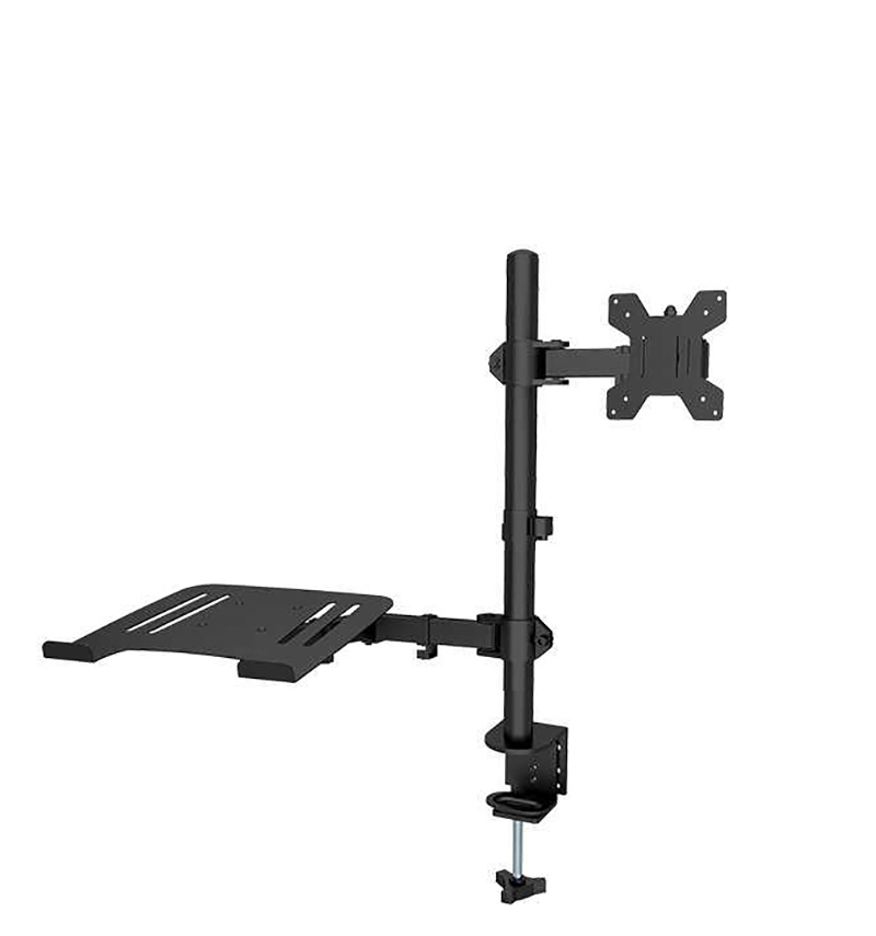 M074 Dual LCD Monitor Schreibtisch Montieren Voll Einstellen Stehen mit extra Laptop Fach für Laptop Notizbuch bis zu 17 "und Bildschirm bis zu 32"
