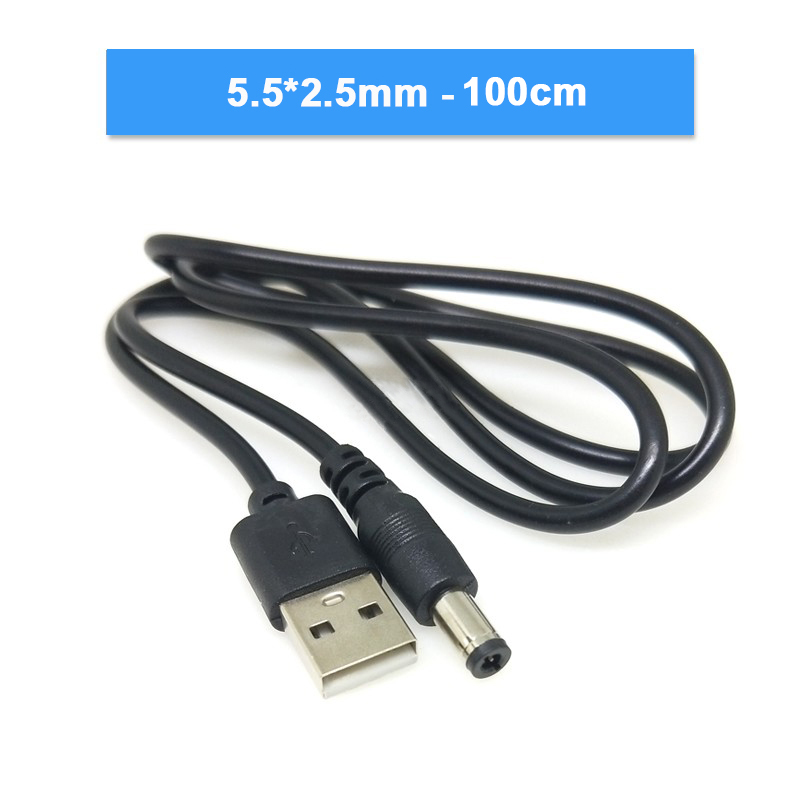 USB naar DC oplaadkabel 5,5*2,1mm / 5,5*2,5 koperen kern voedingskabel DC005 conversiekabel 5V DC oplaadkabel: Goud