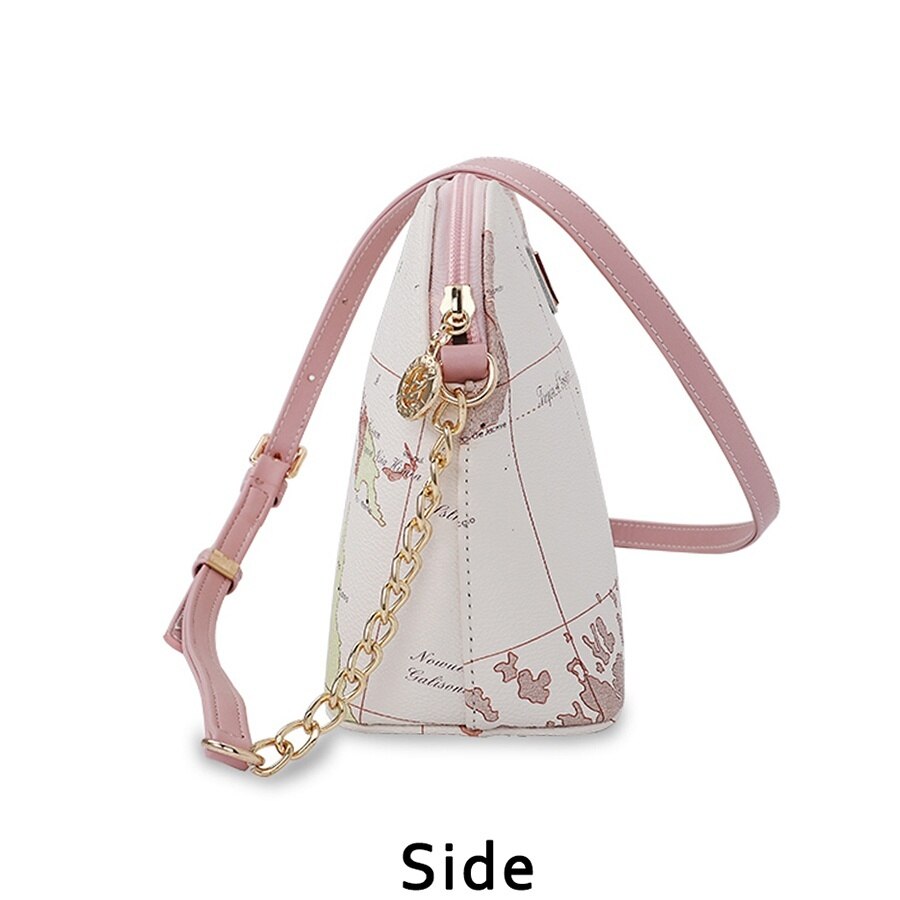 Saco de couro à prova dwaterproof água mapa do mundo concha para mulheres retro ombro crossbody saco moda presentes para meninas estilo viagem