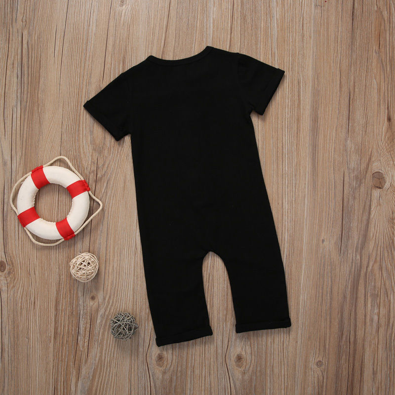 Solid Short sleeve Buttons up Baby One Piece Jumpsuit Rompers For Boy
