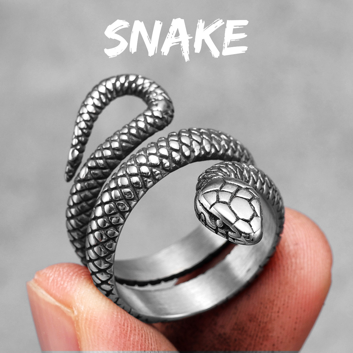 Anillos de acero inoxidable para hombre, Viper Animal, serpiente, Punk, para mujer, joyería de para motorista, de Halloween,: 9 / Rojo