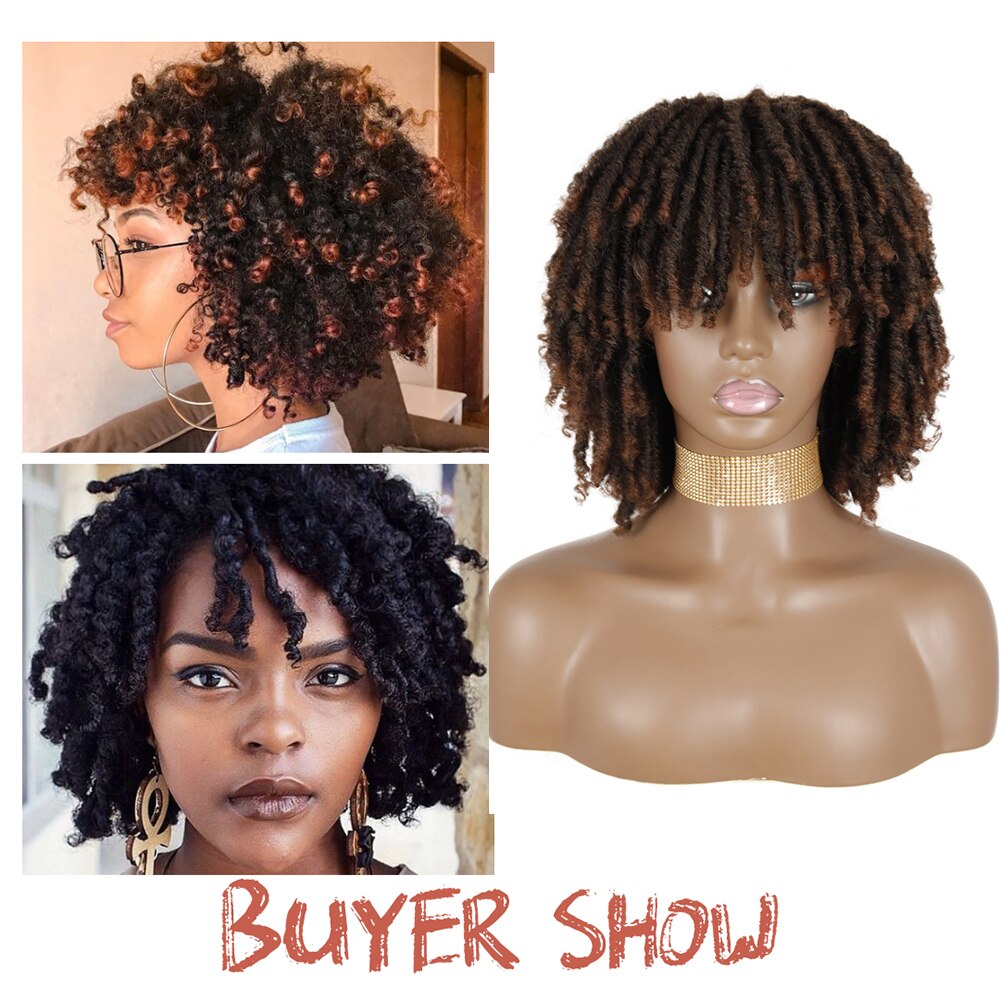 AZqueen African Curly Hair Wigs For Black Women Natural Styling Twist Braid Wigs Synthetic Black Short Dreadlock Braided Wigs