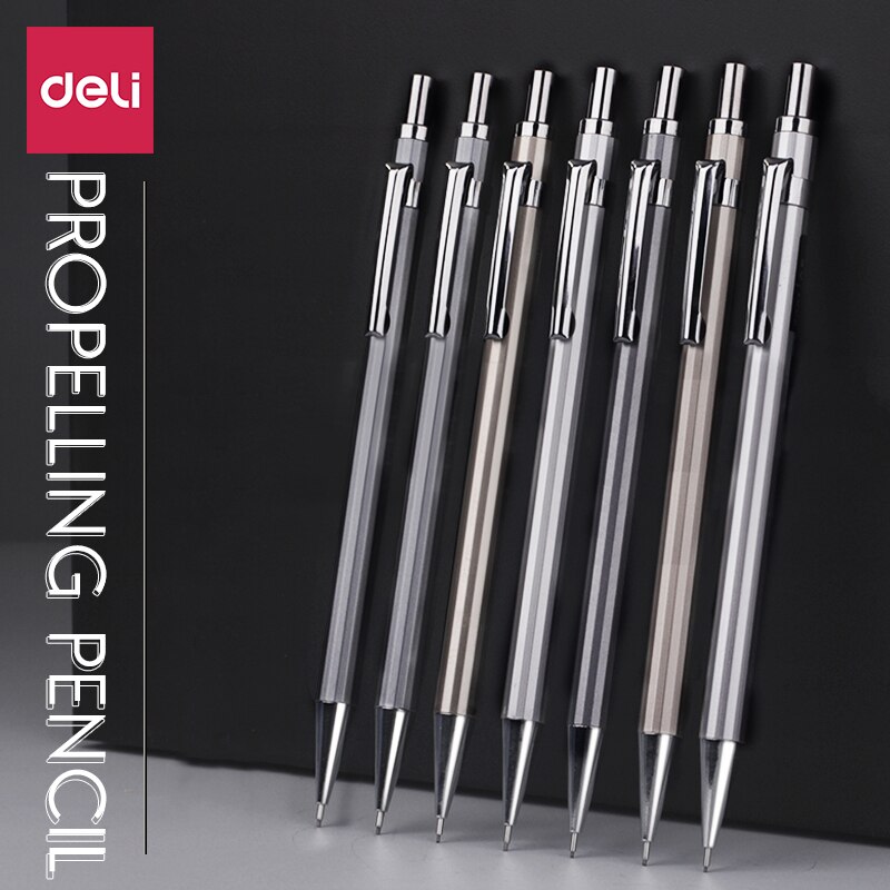Deli metal mechanical pencil 0.5/0.7mm student activity pencil with rubber pen core painting writing pencil children's stationer