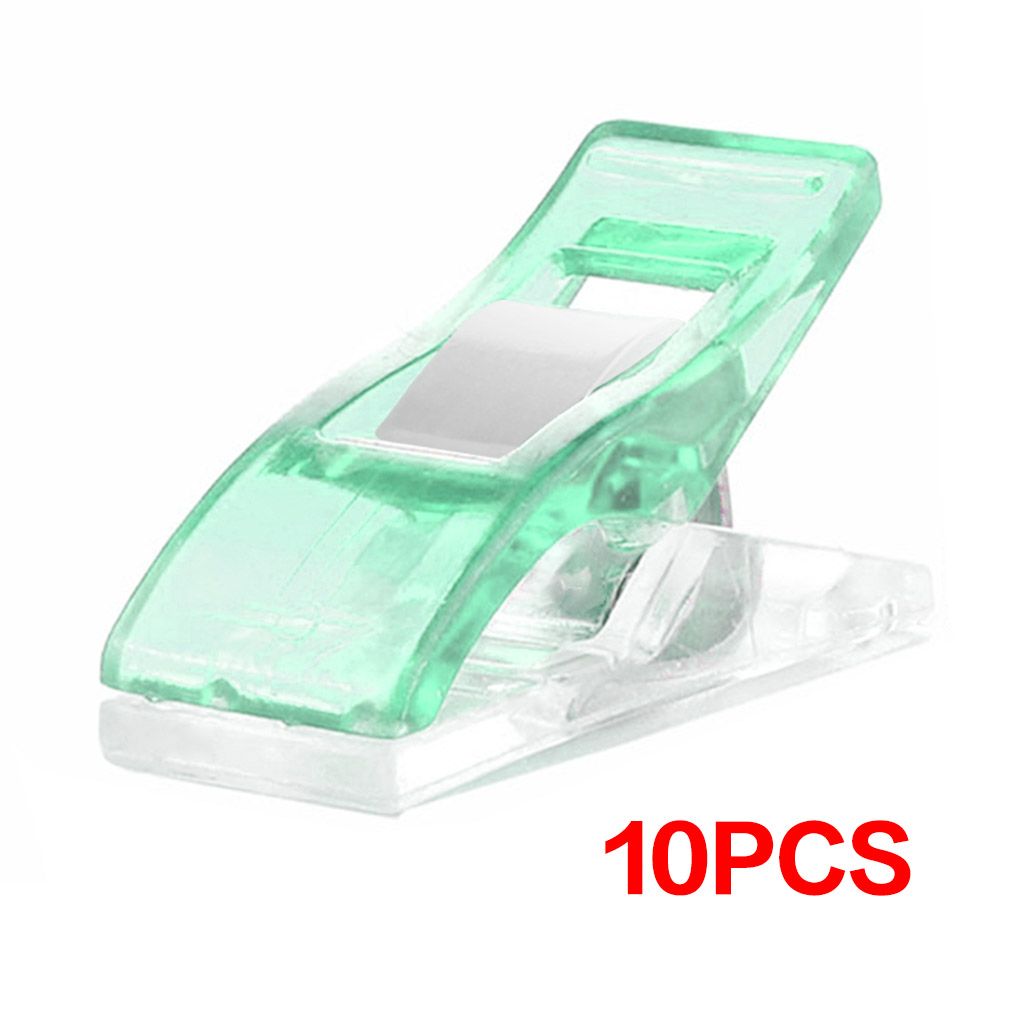 Pinzas de acolchado de plástico para costura, pinzas de costura para encuadernación de retales, herramientas de costura para manualidades: 10pcs Green