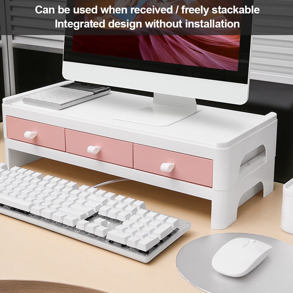 Drawer Holder Space Saving Desk Storage Box Organizer for LCD Monitor Desktop Computer