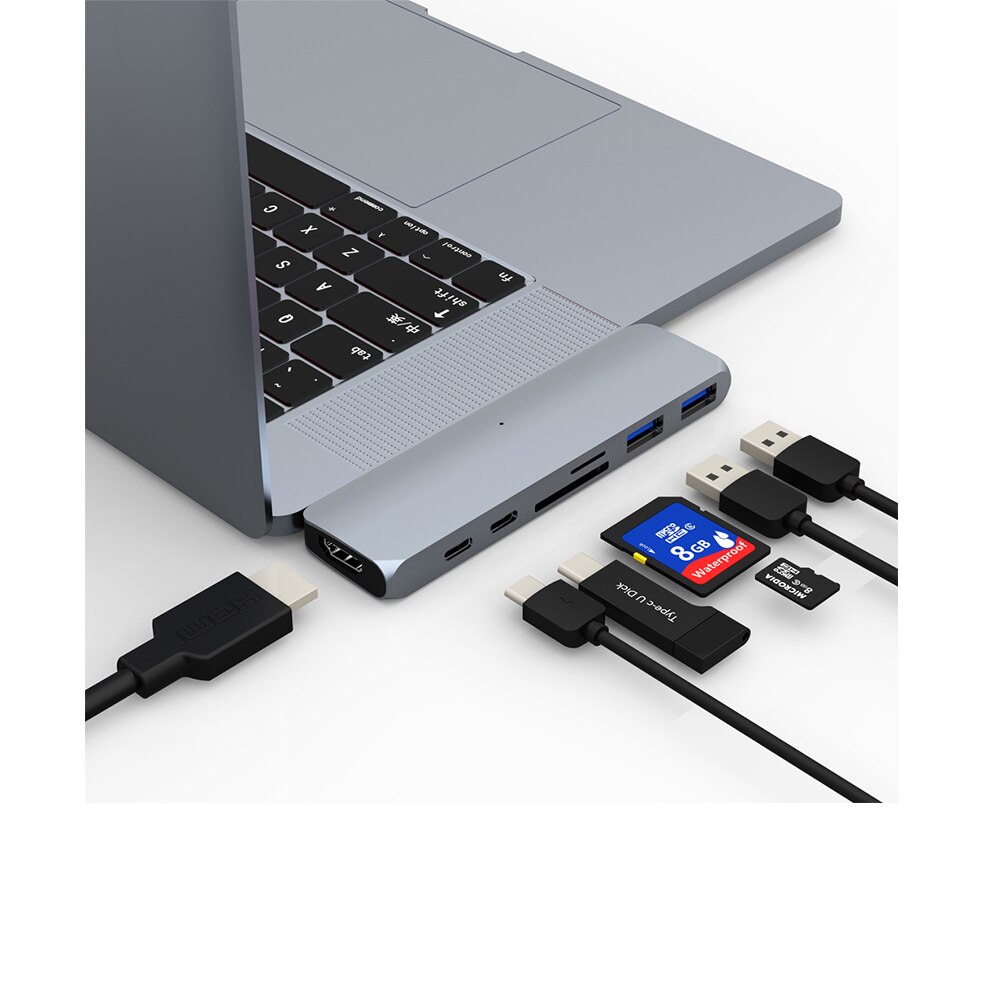 Tipo c portátil Centro USB tipo C A HDMI USB, una tarjeta sd tarjeta micro sd para MacBook Pro de puertos Thunderbolt 3 Dual hub tipo C con USB: Default Title