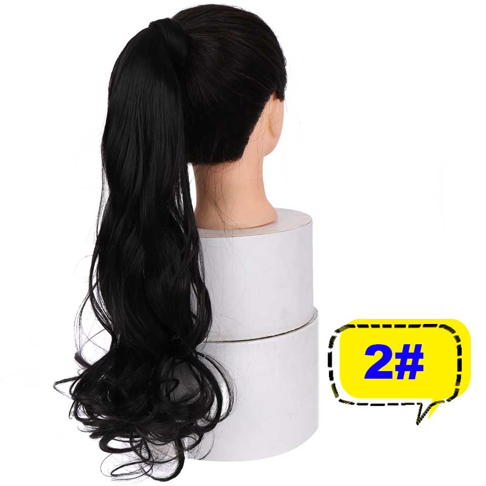 DIFEI Lange Golvende Natuurlijke Paardenstaart Clip in Pony tail Hair Extensions Wrap Rond op Synthetisch Haar Stuk voor Vrouwen: 2