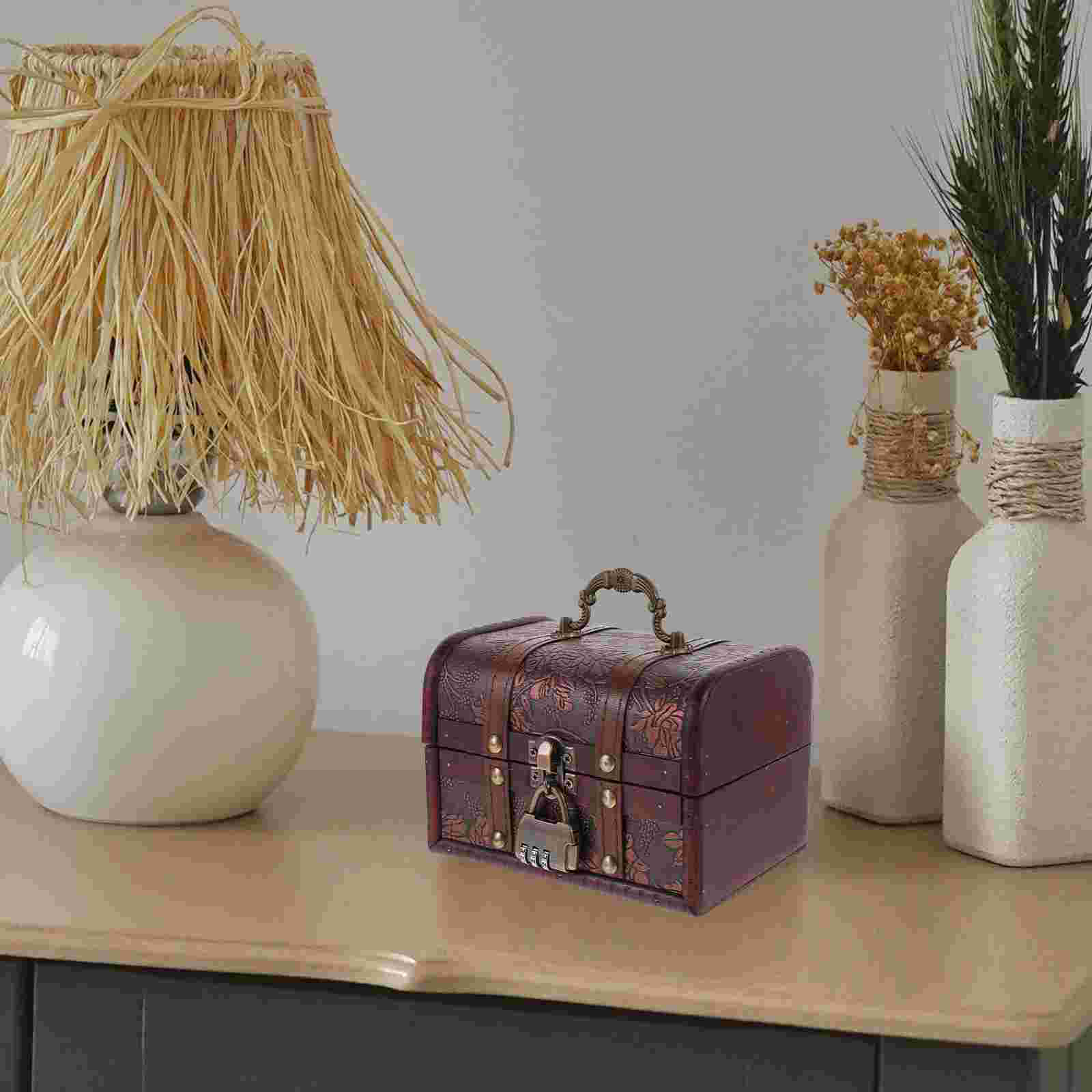 Pirate Treasure Chest Jewelry Jewelrybox Trinket Boxes Vintage Wood with Lock Bridegroom