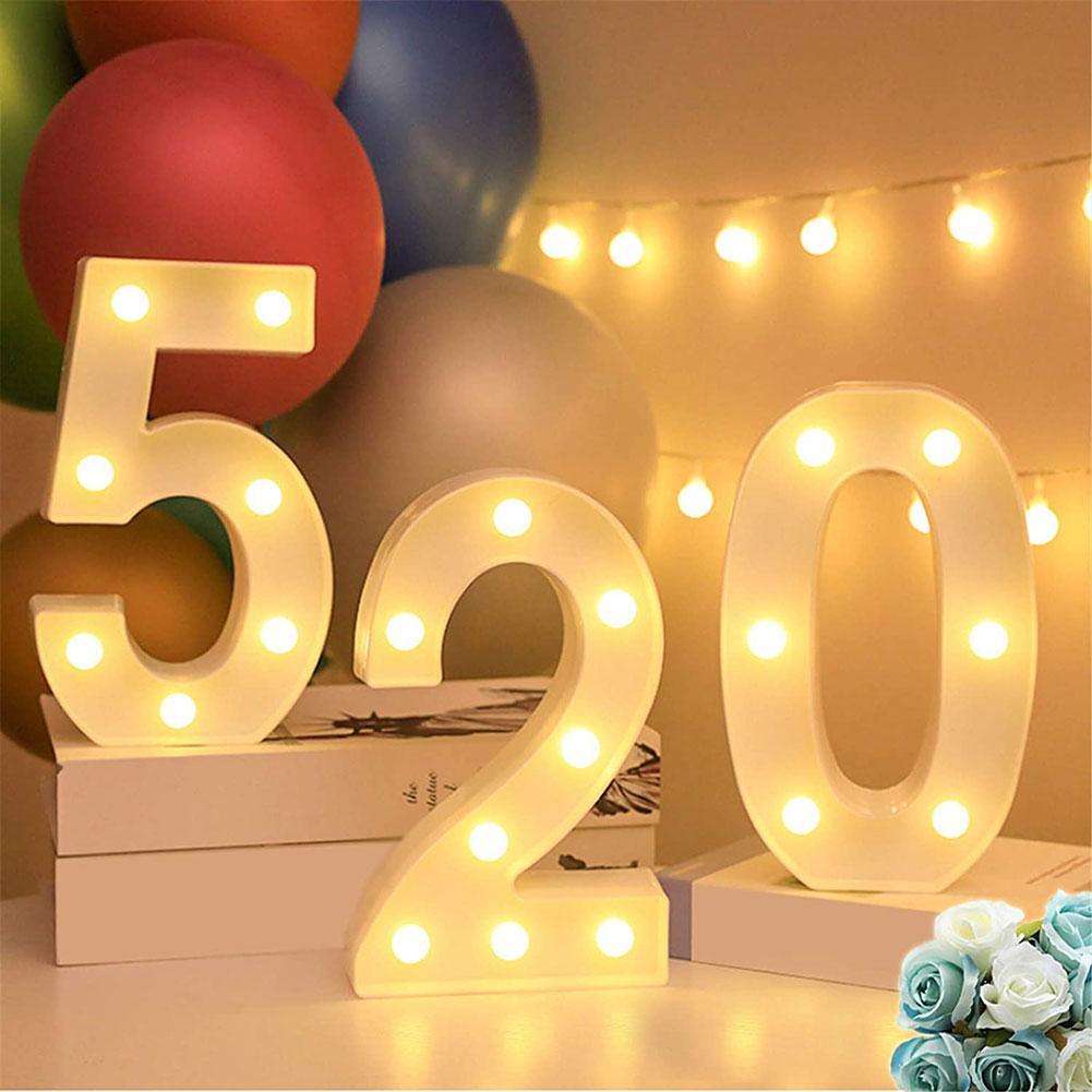 Party Decoration Number 0-9 Letter LED Lights Luminous Number Lamp Decor Battery Night Light For Home Wedding Birthday Christmas
