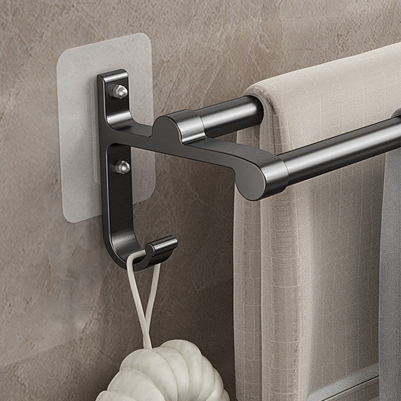 Barra de toalla de baño sin clavos, accesorios de baño, soporte de toalla de aluminio de doble barra, soporte de toalla de mano de ducha de 2 niveles, 40 CM, 50 CM, 60CM