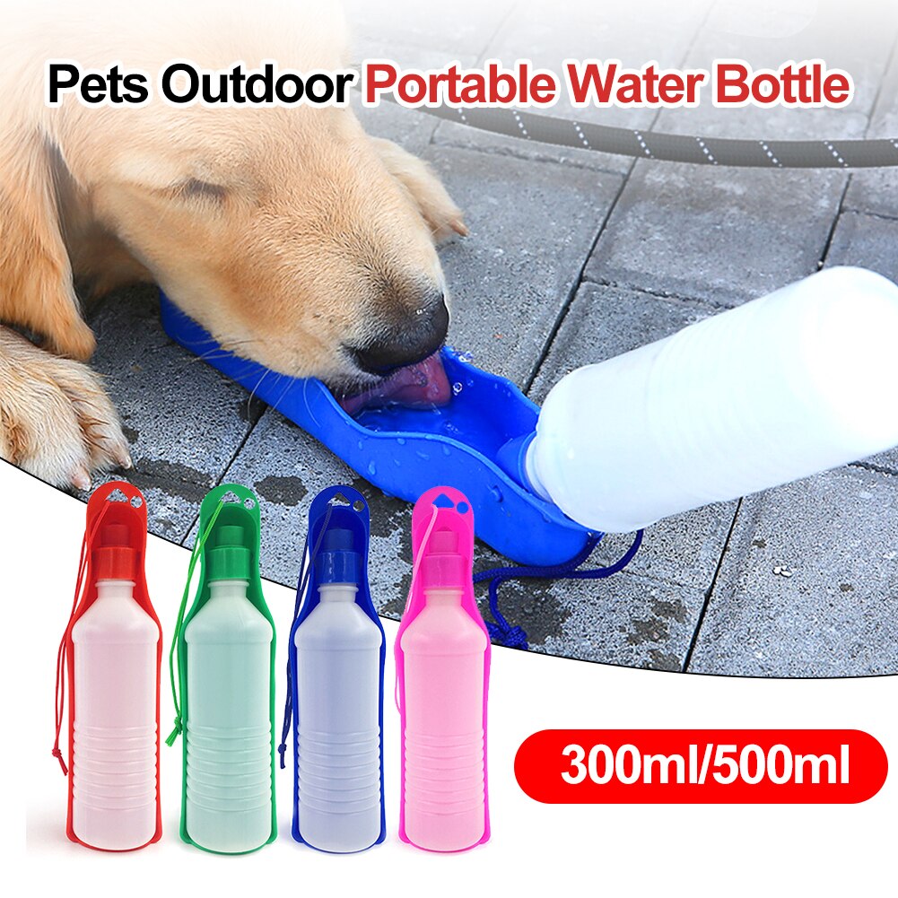 300Ml/500Ml Hond Waterfles Outdoor Reizen Drinkwater Feeder Kom Opvouwbare Plastic Draagbare Water Fles Honden dierbenodigdheden