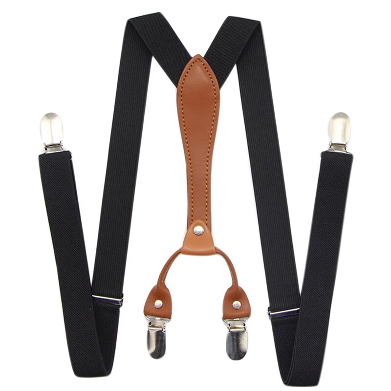 2.5cm Wide X-Shape Trouser Pants Suspenders Braces 4 Clips for Adult Women Men Boy Girl Wedding Party Event-Black Blue Red