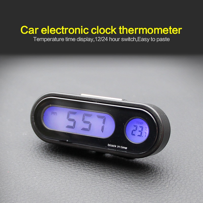 Auto Thermometer Klok Mini Horloge K02 Nachtlampje Voertuig Elektronische Thermometer Led Thermometer Schedule Auto Auto Accessoires