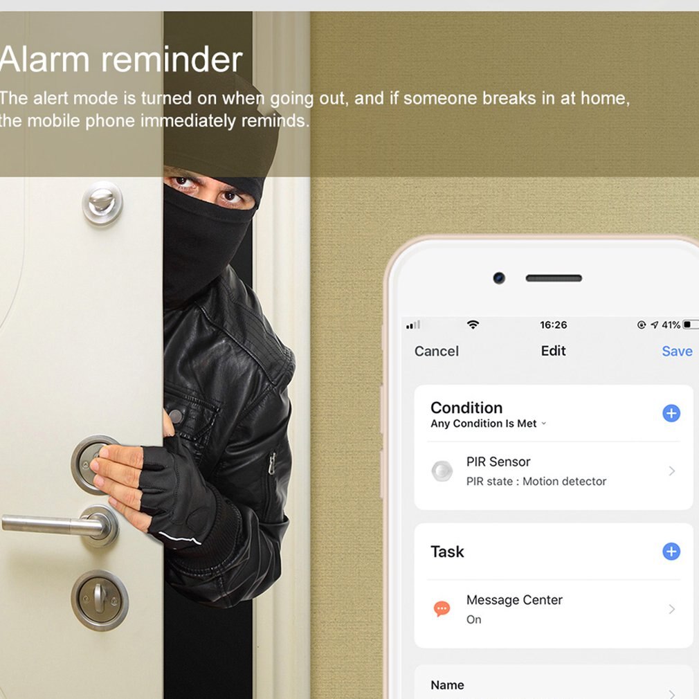 WIFI Human Infrared Sensor Lithium Battery Powered Mobile Phone App Alarm Anti-dismantling And Security