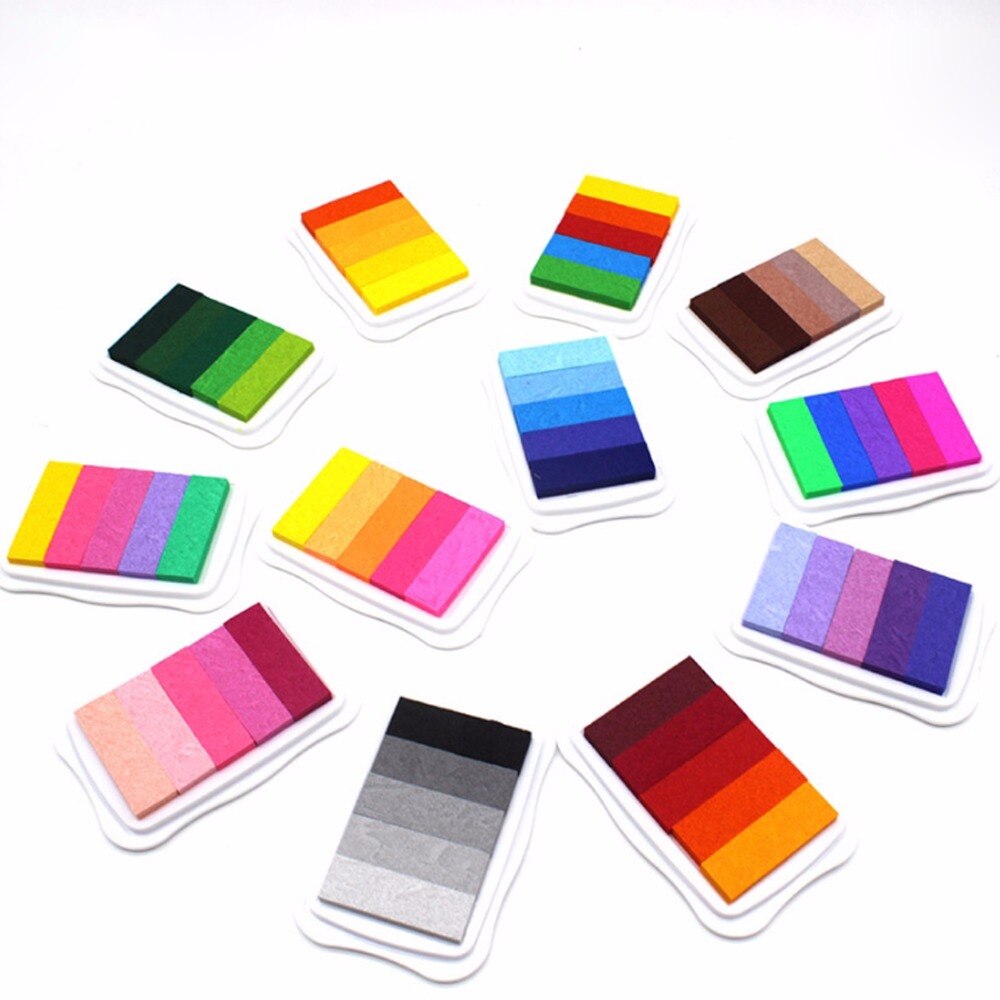 12 stuks Kleur Palet stempelkussen vijf-kleurverloop stamp ink pad