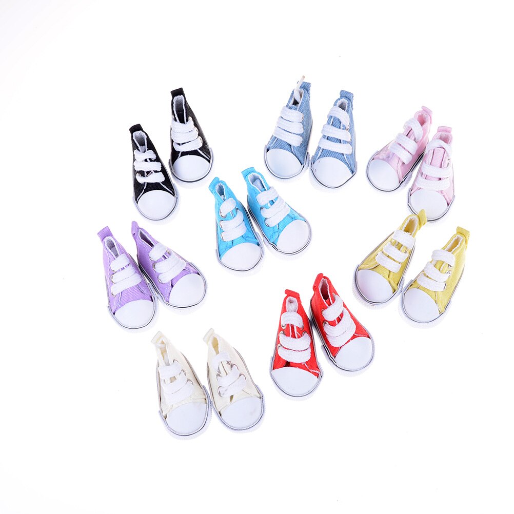 1 par de zapatos de lona para muñeca de Mini zapatos de juguete zapatillas de muñeca para accesorios de muñecas rusas 5cm