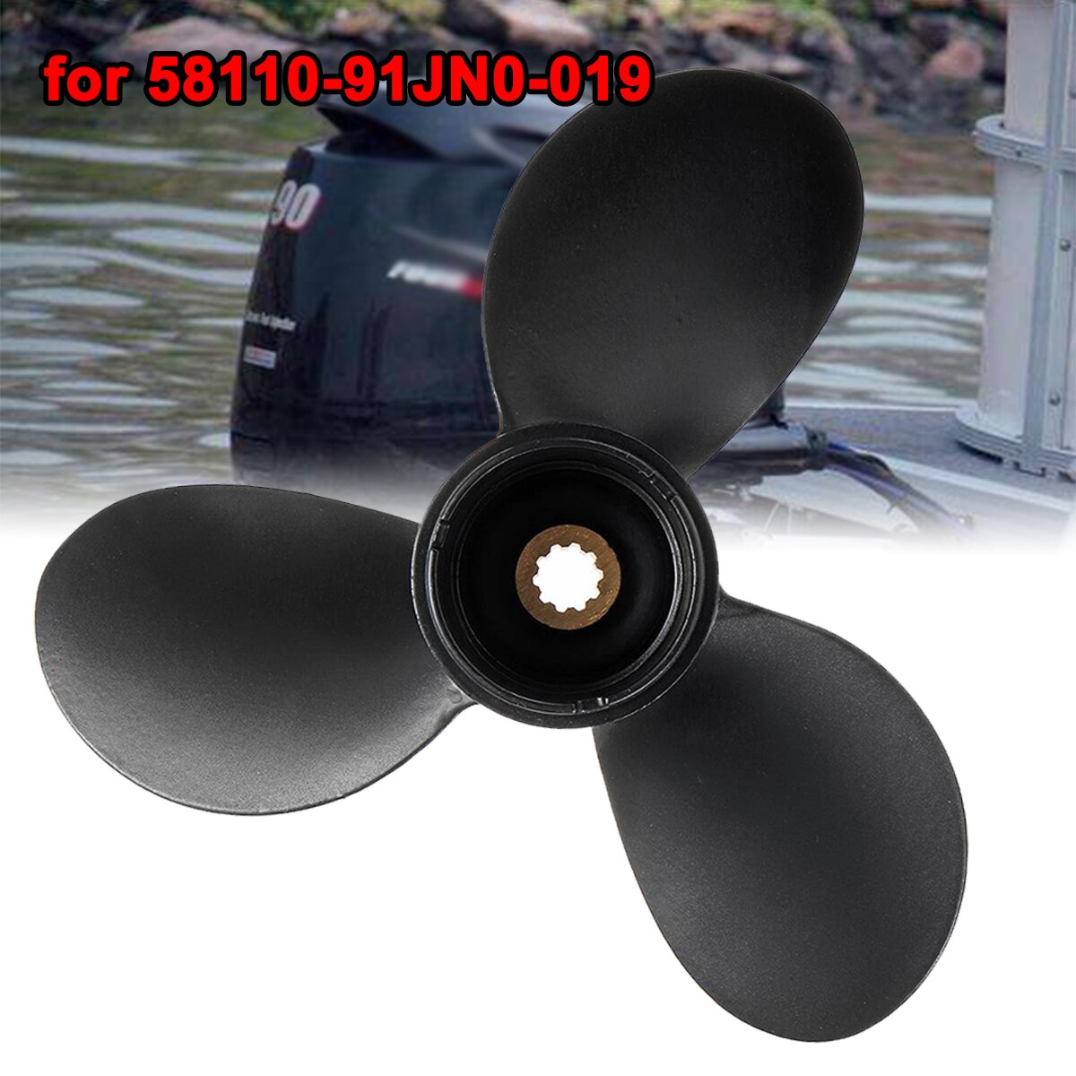 4-6HP 3 cuchillas R rotación 7 1/2x7 hélice de barco 58110-91JN0-019 para Suzuki fuera de borda Motor de aleación de aluminio 10 puntas