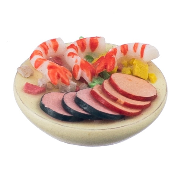 ABWE Beste 1:12 Zeevruchten Salade Op EEN Plaat Poppenhuis Miniatuur Voedsel Accessoire (Kleur: Veelkleurige)