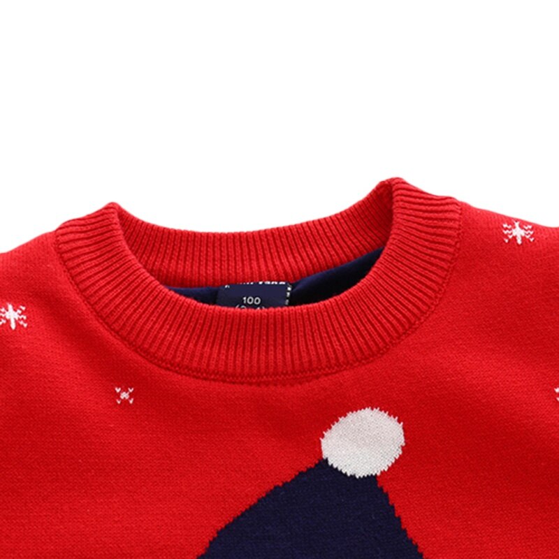 Children Boy Girl Winter Thickened Warm Santa Christmas Sweater Tree Print Knitted Sweaters