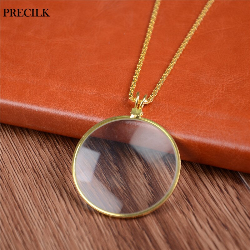 5X Magnification Portable Metal Hanging Chain Necklace Magnifiers Loupe Mirror Magnifying Glasses Reading Phone Screen Book: Gold