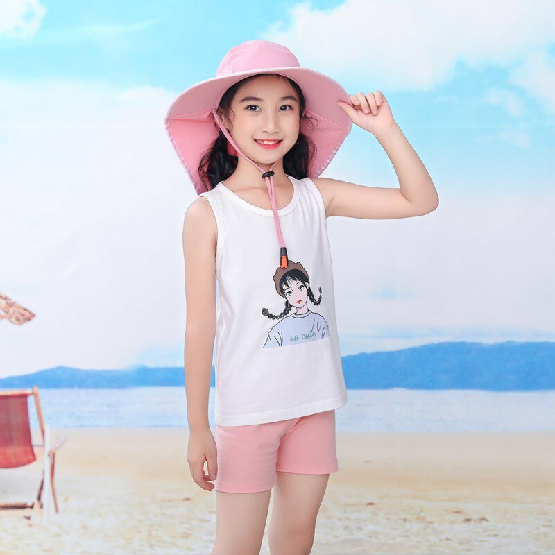 Wide Brim Children Beach Hat Sun Kids Bucket Cap Summer Girls Boys Travel Outdoor Cute Casual Sun Children Hats