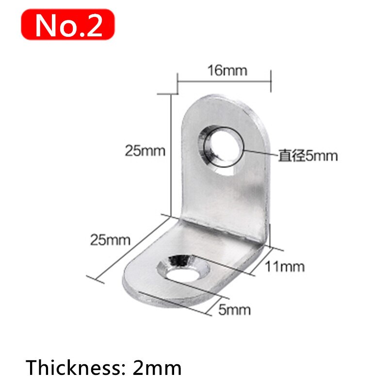 10 stk møbler vinkel jern hardware beslag syv størrelse rustfrit stål vinkel hjørne beslag fastgørelseselementer beskytter: 25 x 25 x 16mm