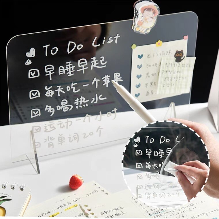 Transparent Acrylic Erasable Message Memo Board Multifunctional Remind Memo Pad Writing Board Office School Stationery