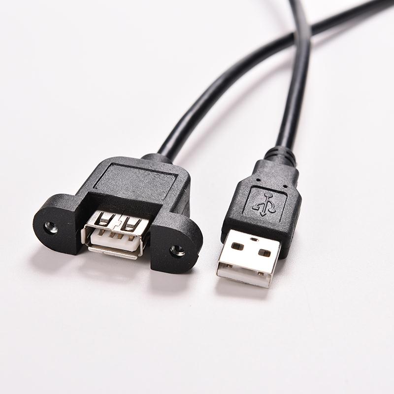 2pcs/lot 30cm PC Computer Case USB Panel Mount Socket Port Extention Cable USB 2.0 Male To Female Extender Cable