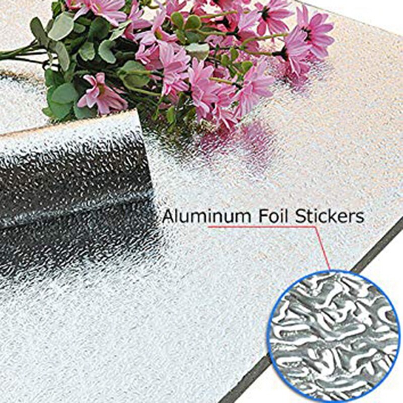 Kitchen Backsplash Wallpaper Stickers, Kitchen Stickers Self Adhesive Kitchen Aluminum Foil Stickers Oil Proof Waterproof Kitche