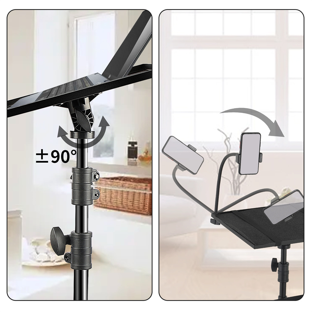 Treppiede per proiettore da 90/125 cm Treppiede per laptop Altezza regolabile Mixer DJ Scrivania in piedi Supporto da scrivania per computer esterno con vassoio