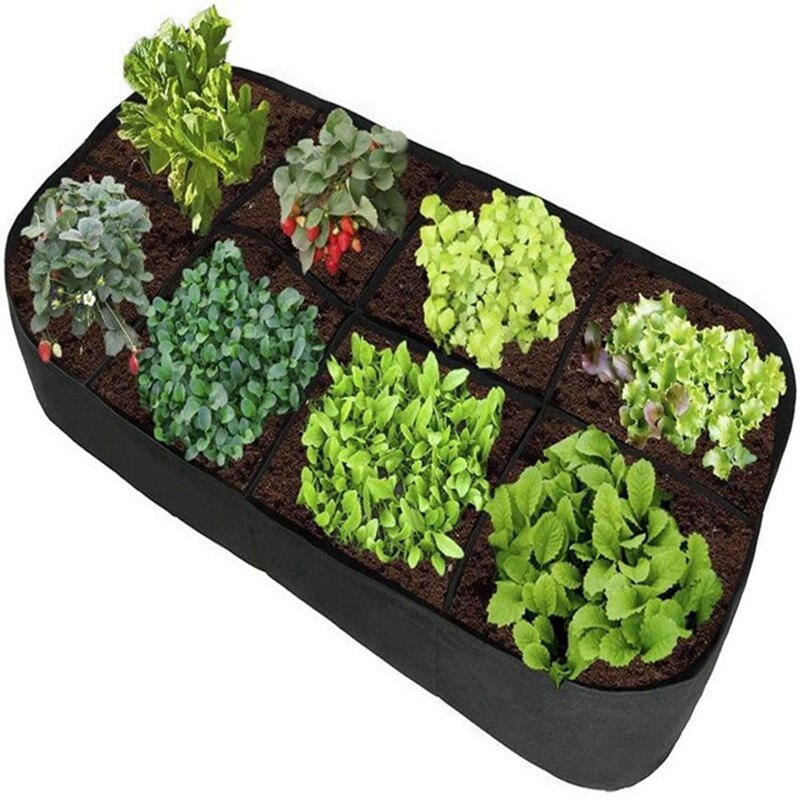 4 Pcs Grow Bag Stof Tuin Plant Bed Groente Plante Zaailing Boom Handvat 4/8-Hole Rechthoekige Container Planten Zak