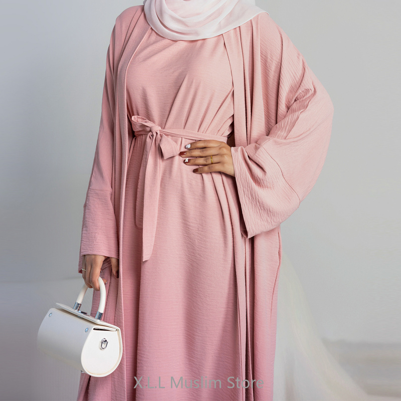 Abaya vestido Hijab sin mangas, conjunto musulmán a juego, bata islámica de lujo, vestido africano, Kimono marroquí, ropa de caftán, 2 uds./Set
