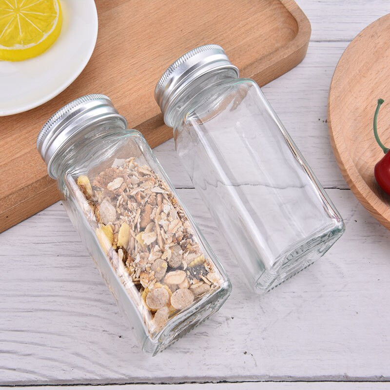 Multiple Set Seasoning Jars Square Glass Container Seasoning Bottle Container canister set kitchen condiment dispenser