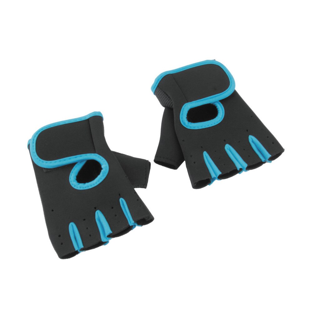 Guantes de gimnasio de 4 colores para hombre y mujer, antideslizantes, para levantamiento de pesas, entrenamiento corporal, medio dedo: Azul