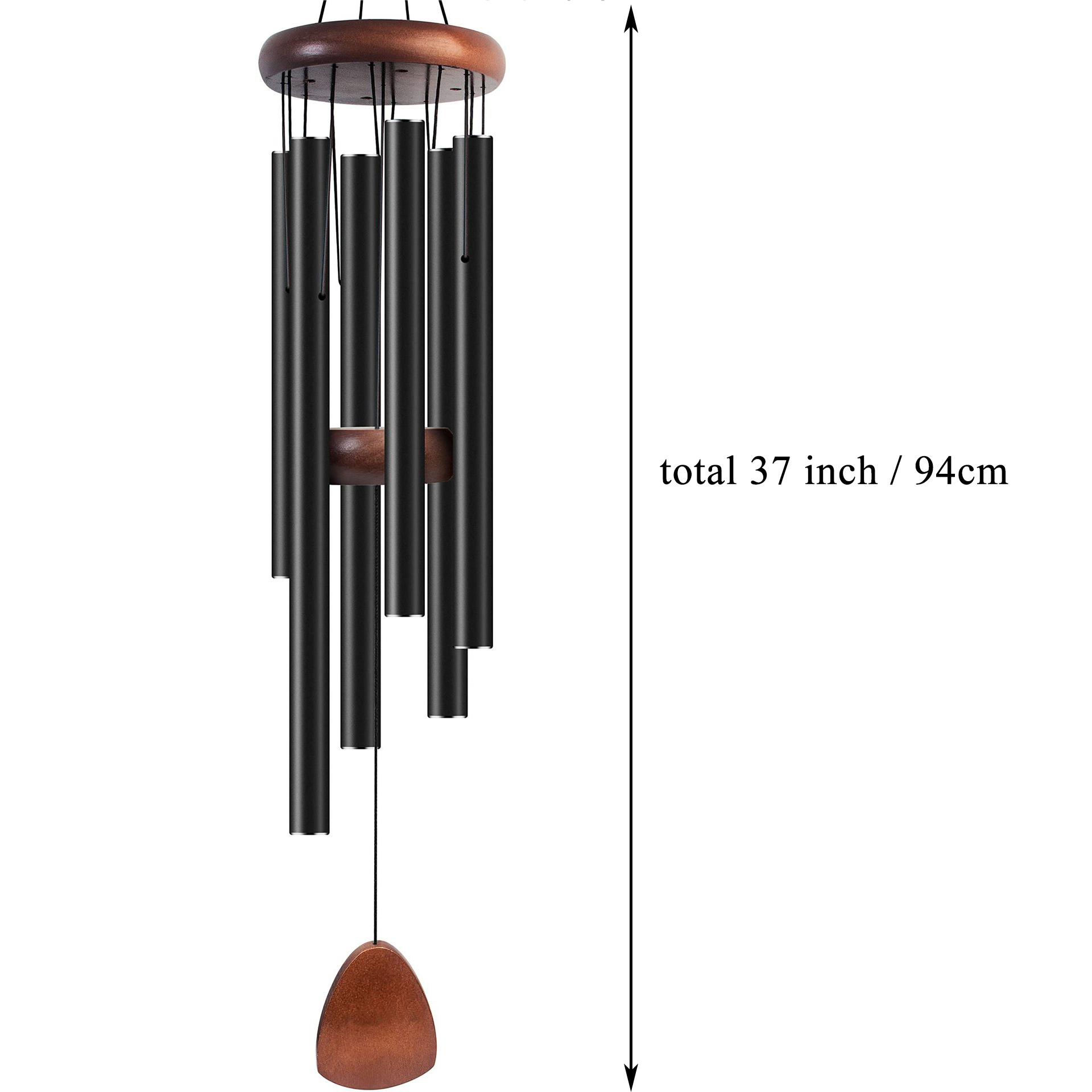 Campana de carillón de viento de Metal, 37 pulgadas, 6 tubos de aluminio hechos a mano para decoración de jardín al aire libre, Patio, hogar, decoración Zen, meditación