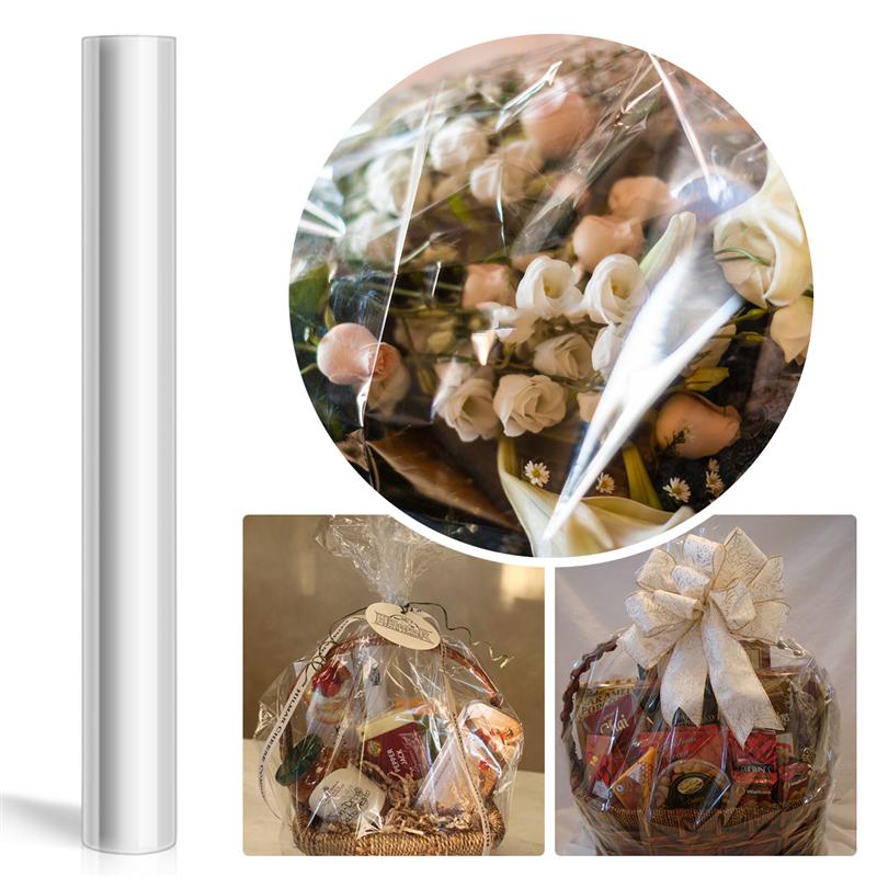 250x44cm Clear Cellophane Wrap Roll Transparent Wrapping Paper for Flower Bouquet Baskets Wrapping Arts Crafts Supplies