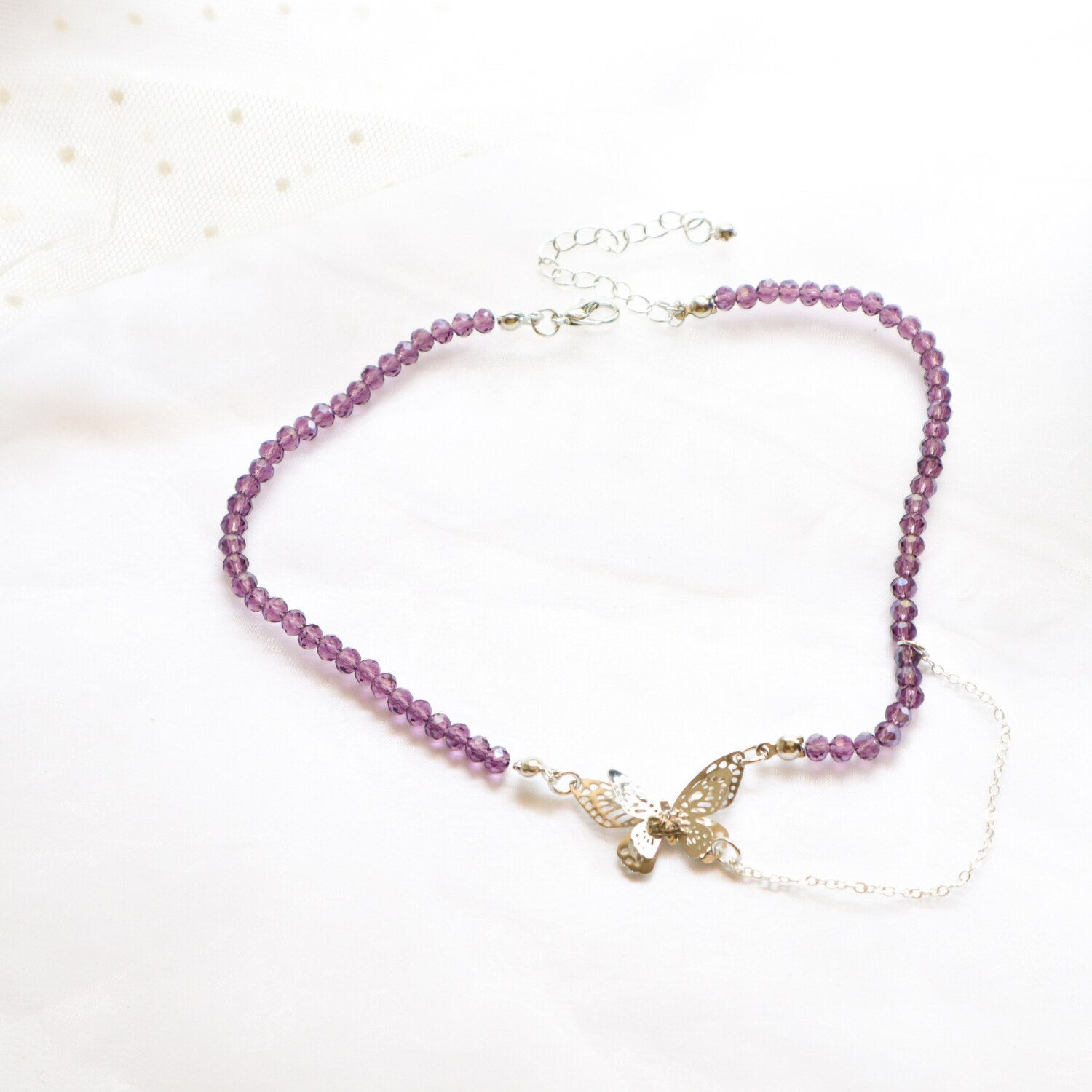 Kpop Esthetische Paarse Kristallen Vlinder Hart Hanger Choker Korte Keten Kettingen Voor Vrouwen Egirl Party Dating Sieraden: 3