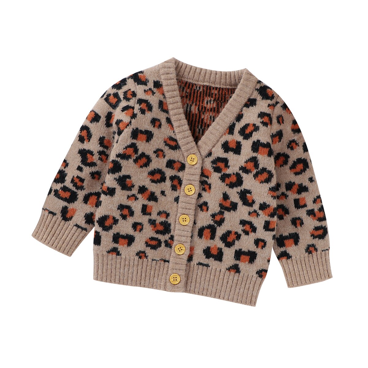 Emmababy 2020 3-24m infantil bebê meninas meninos outono leopardo impressão com decote em v camisola de malha único breasted cardigan roupas da criança