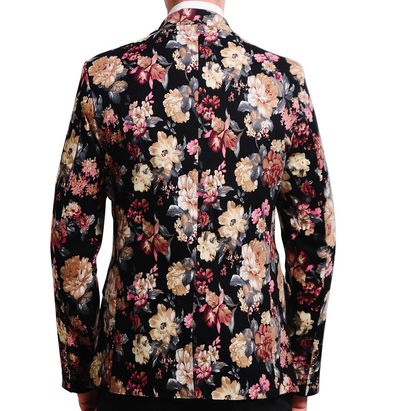 PLYHUNY Mens Floral Blazer 100% Cotton Flower Print Blazers For Men Large Size Slim Fit Blazer Men Costume Homme Men Blazer
