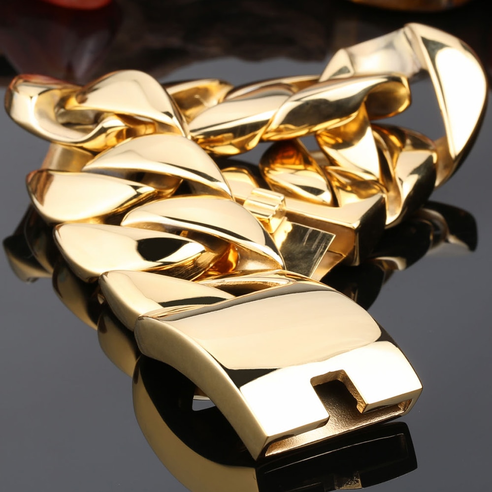 Heavy 31MM Wide Bracelet Men Metal Hiphop Massive Stainless Steel Jewelry Friendship Mens Bracelets Bangles On Hand Thick Chain