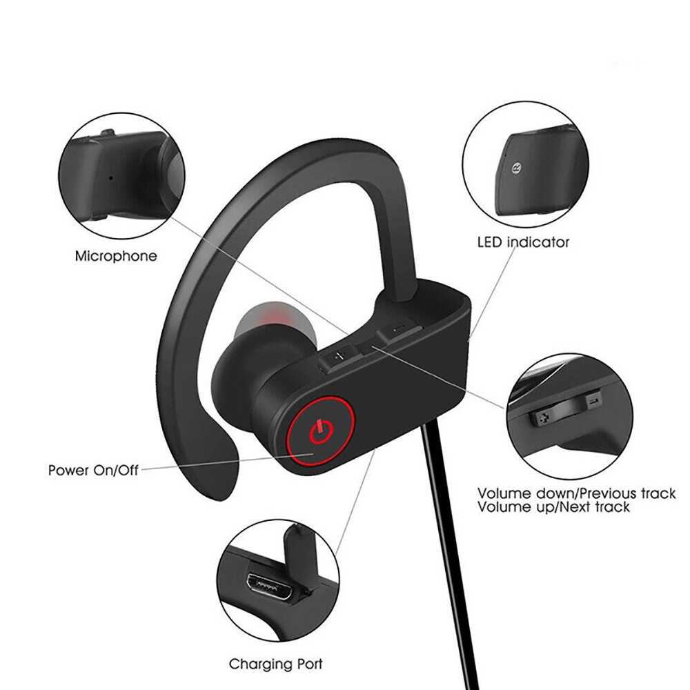 Auriculares inalámbricos Bluetooth 5,0, audífonos deportivos intrauditivos con ergonómico, reducción de ruido, sonido de voz HD para iPhone