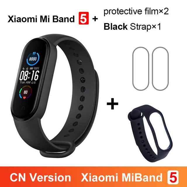 Xiaomi Mi Banda 5 Intelligente Del Braccialetto 4 di Colore Dello Schermo di Tocco di Miband 5 Wristband Fitness Pista di Ossigeno Nel Sangue Monitor di Frequenza Cardiaca smartband: CN Black N Film